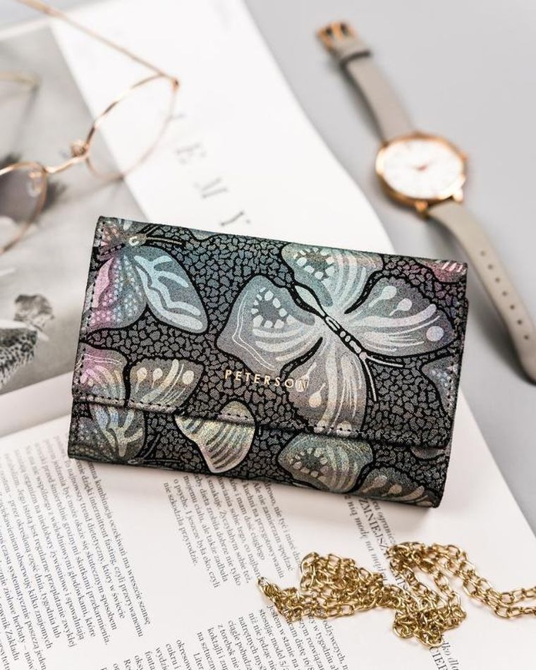 Portfel, szary, skórzany, Peterson