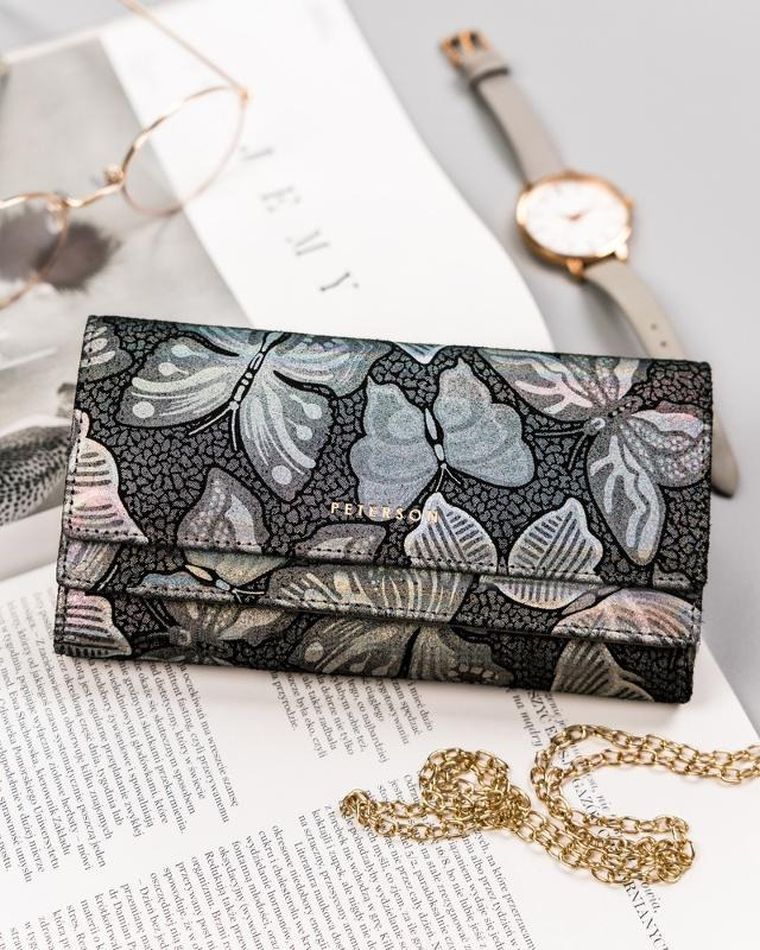 Portfel, szary, skórzany, Peterson