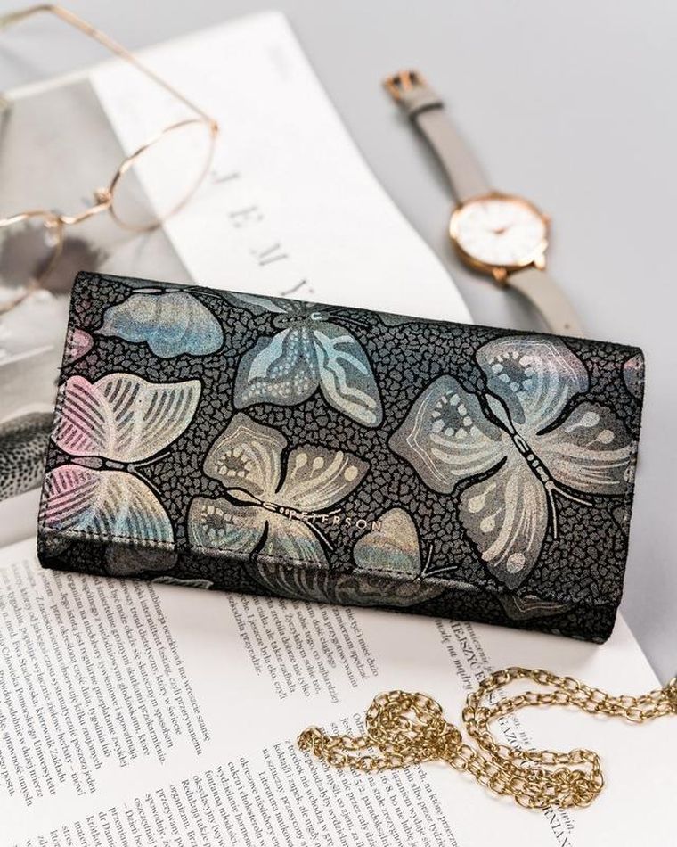 Portfel, szary, skórzany, Peterson