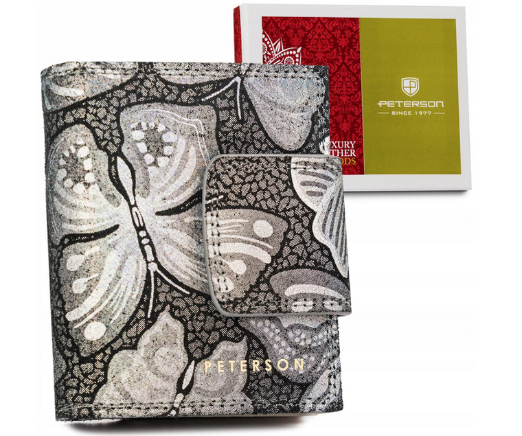 Portfel, szary, skórzany, Peterson