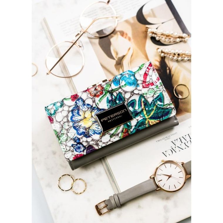 Portfel, szary, skórzany, Peterson