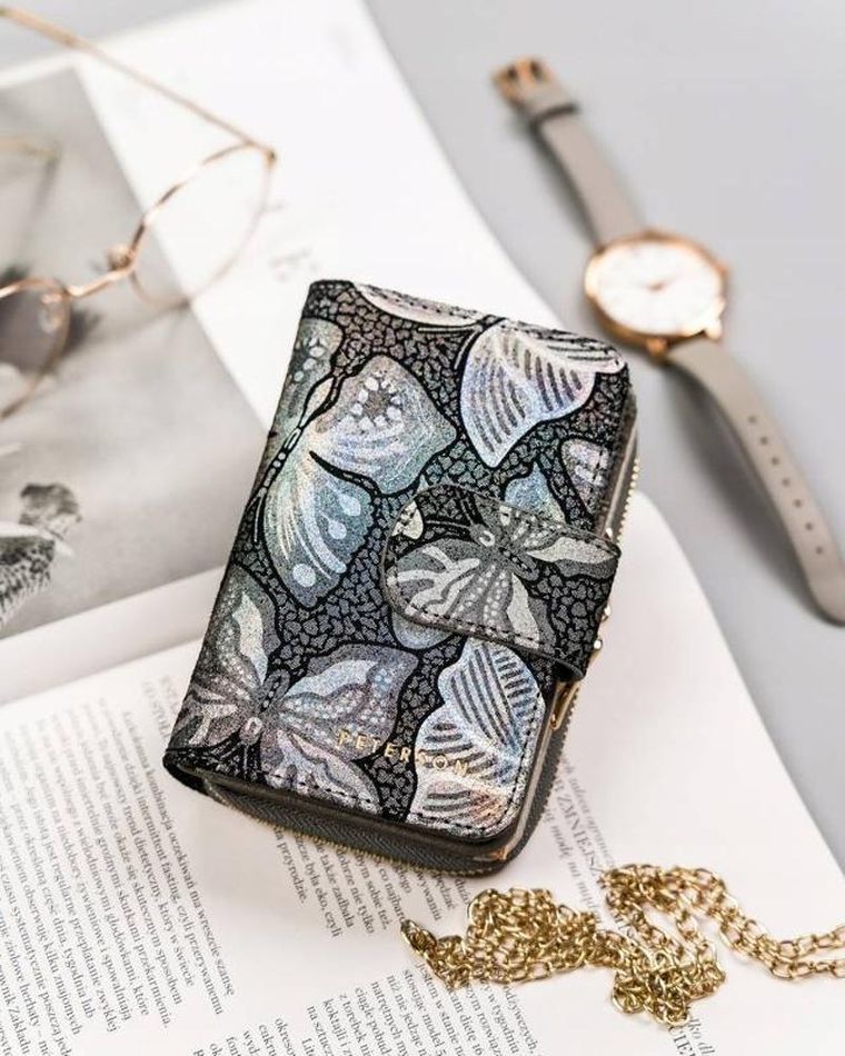 Portfel, szary, skórzany, RFID, Peterson