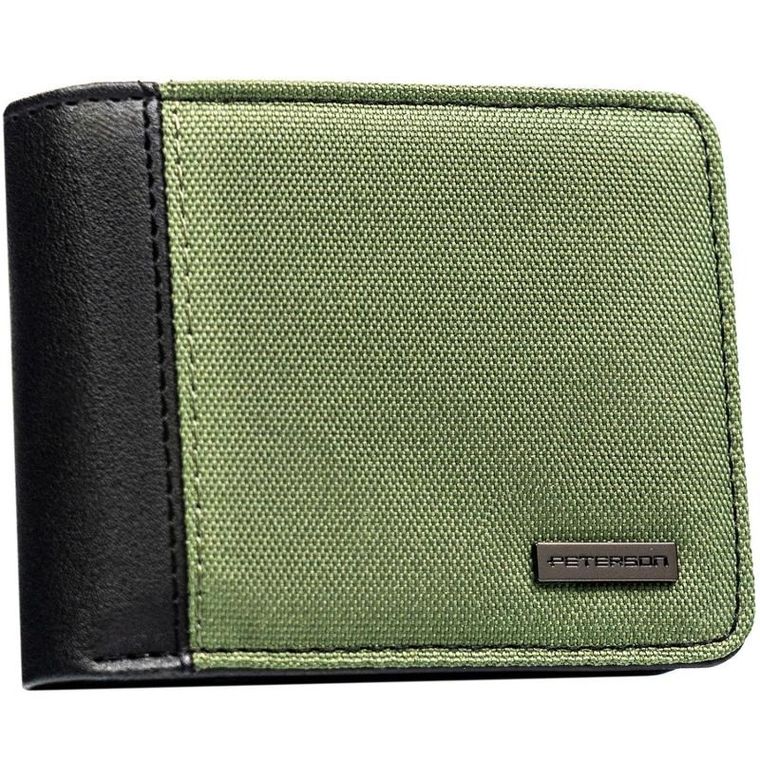 Portfel, zielono-czarny, skóra ekologiczna, RFID, Always Wild