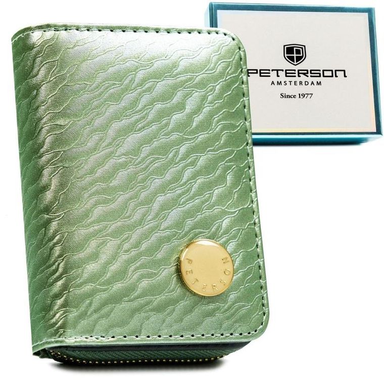 Portfel, zielony, skóra naturalna i ekologiczna, Peterson