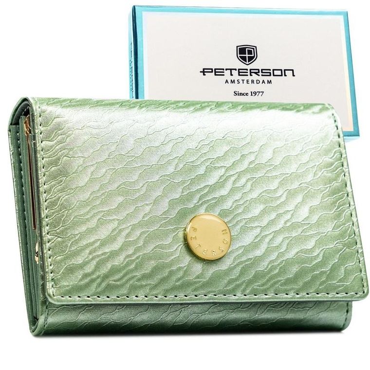 Portfel, zielony, skóra naturalna i ekologiczna, Peterson