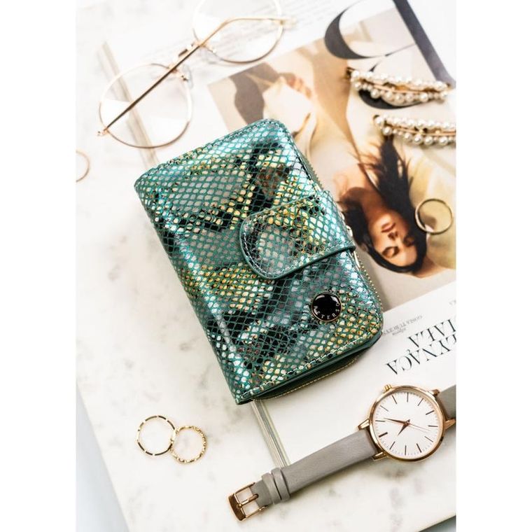 Portfel, zielony, skórzany, Petereson