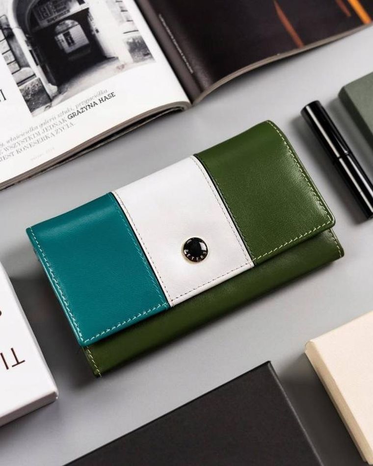 Portfel, zielony, skórzany, Peterson