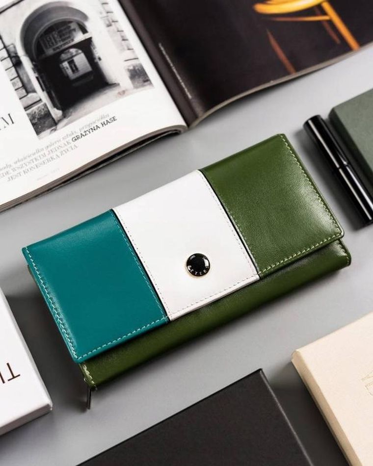 Portfel, zielony, skórzany, Peterson