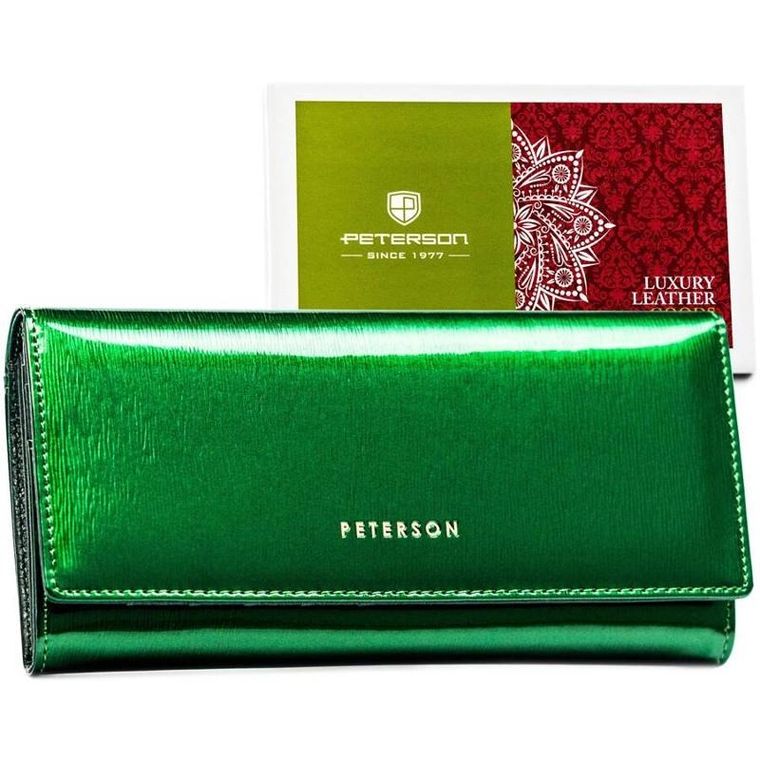 Portfel, zielony, skórzany, Peterson