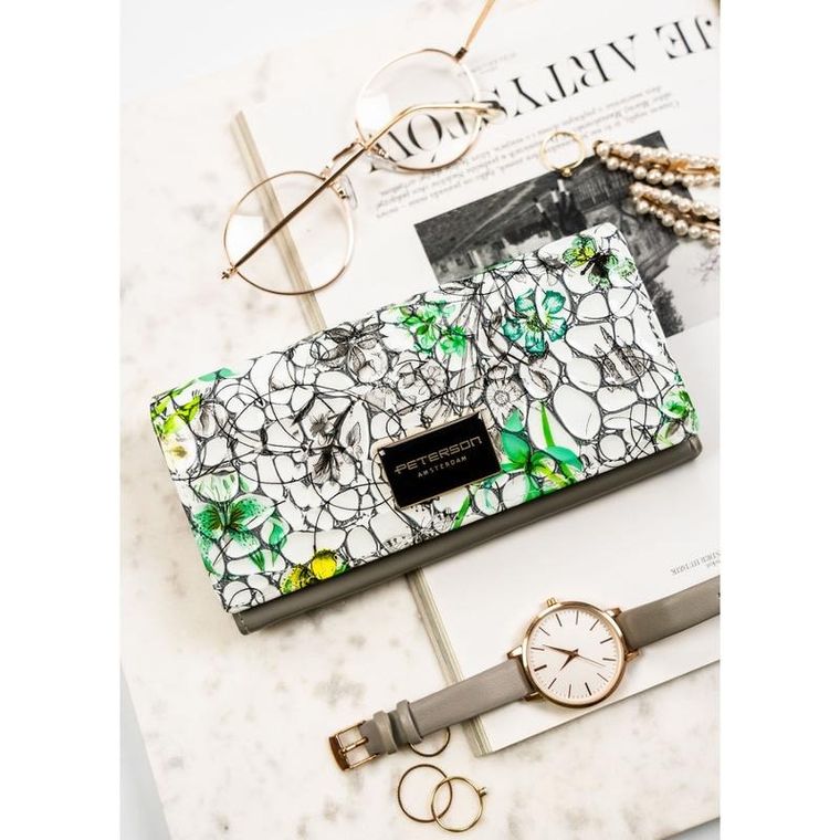 Portfel, zielony, skórzany, Peterson