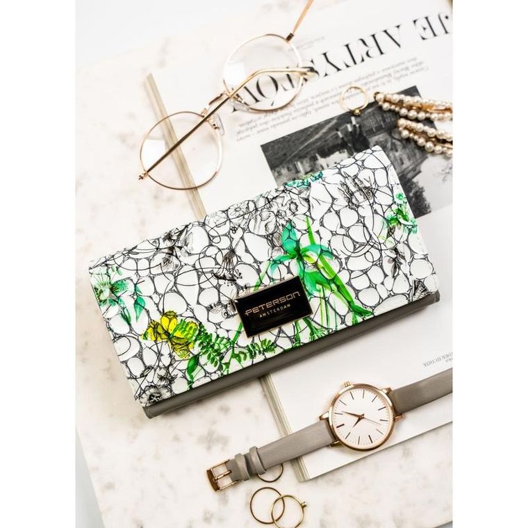 Portfel, zielony, skórzany, Peterson