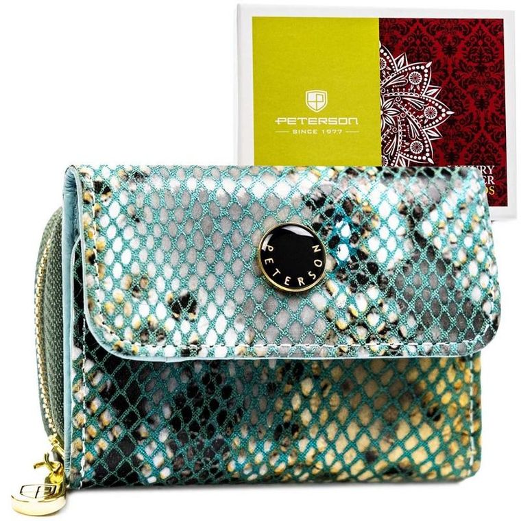 Portfel, zielony, skórzany, RFID, Peterson