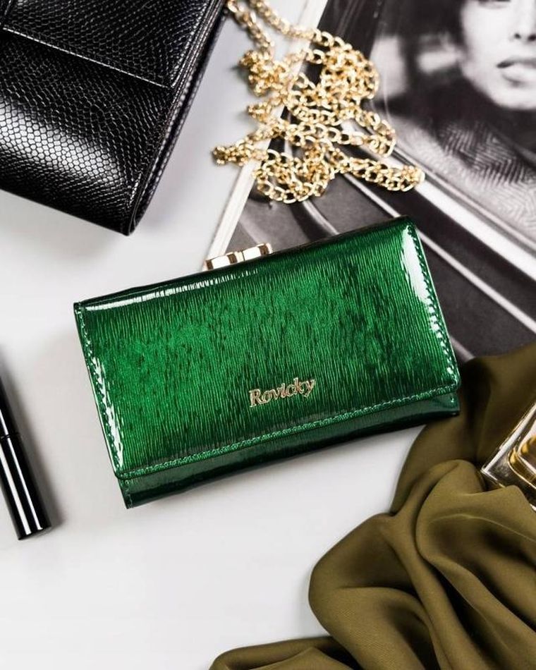 Portfel, zielony, skórzany, Rovicky