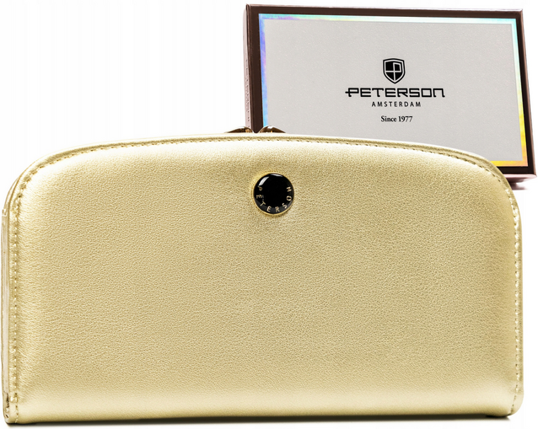 Portfel, złoty, skóra ekologiczna, Peterson
