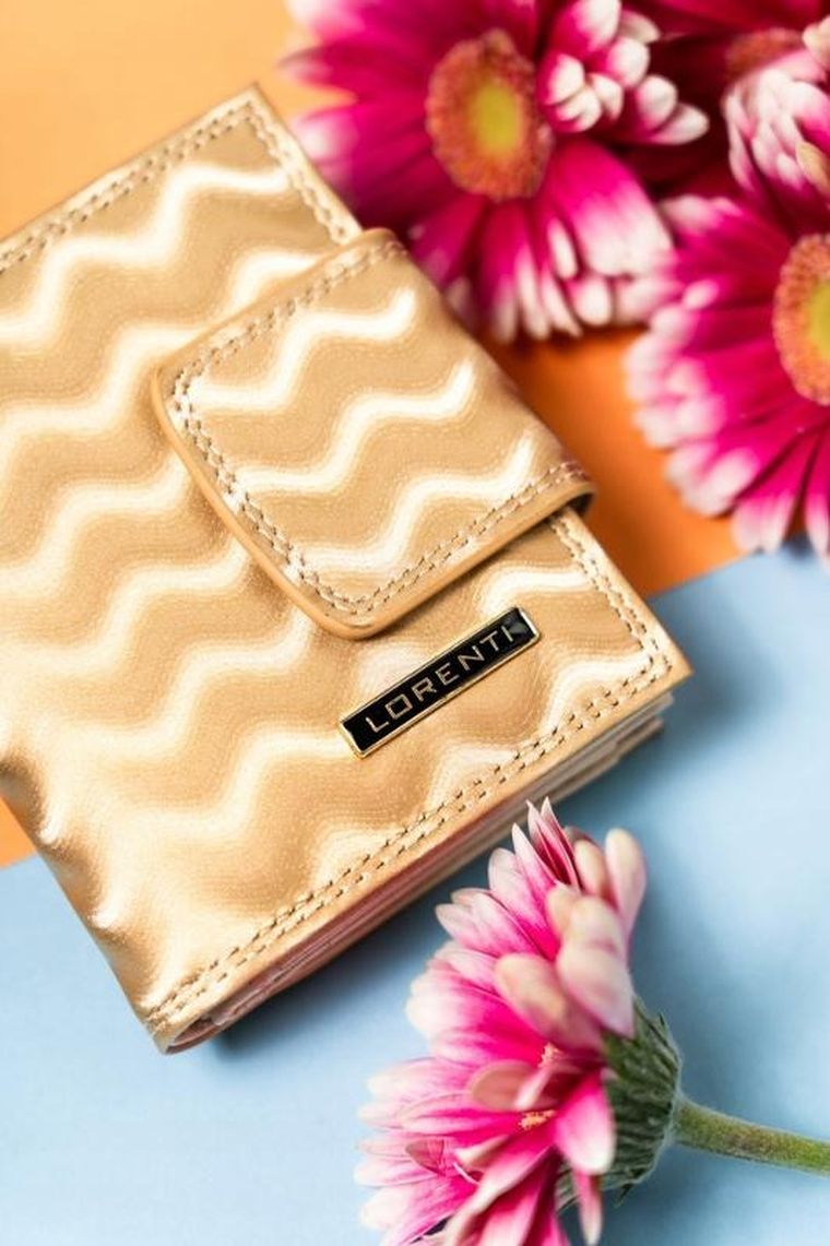 Portfel, złoty, skórzany, Lorenti