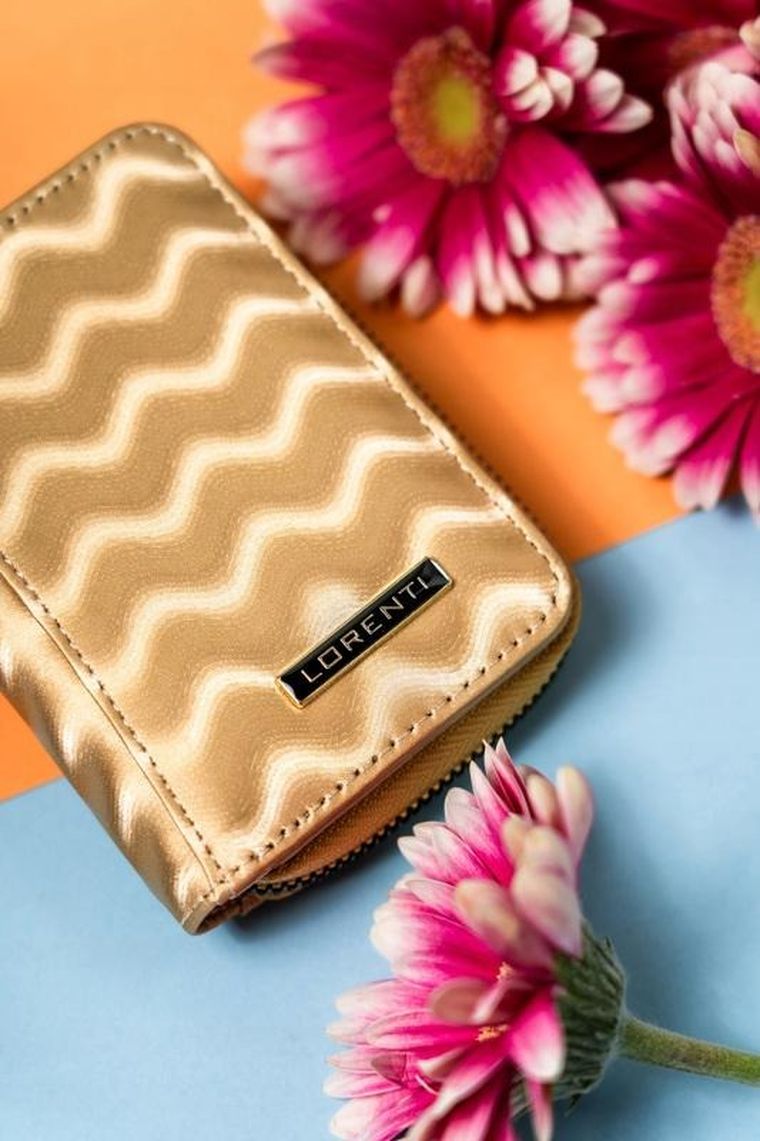 Portfel, złoty, skórzany, Lorenti