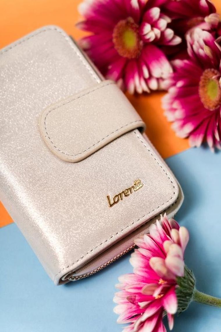 Portfel, złoty, skórzany, Lorenti