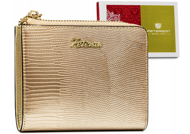 Portfel, złoty, skórzany, Peterson