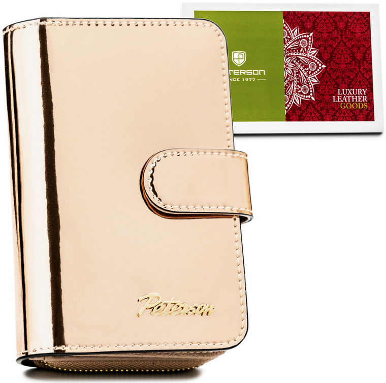 Portfel, złoty, skórzany, Peterson