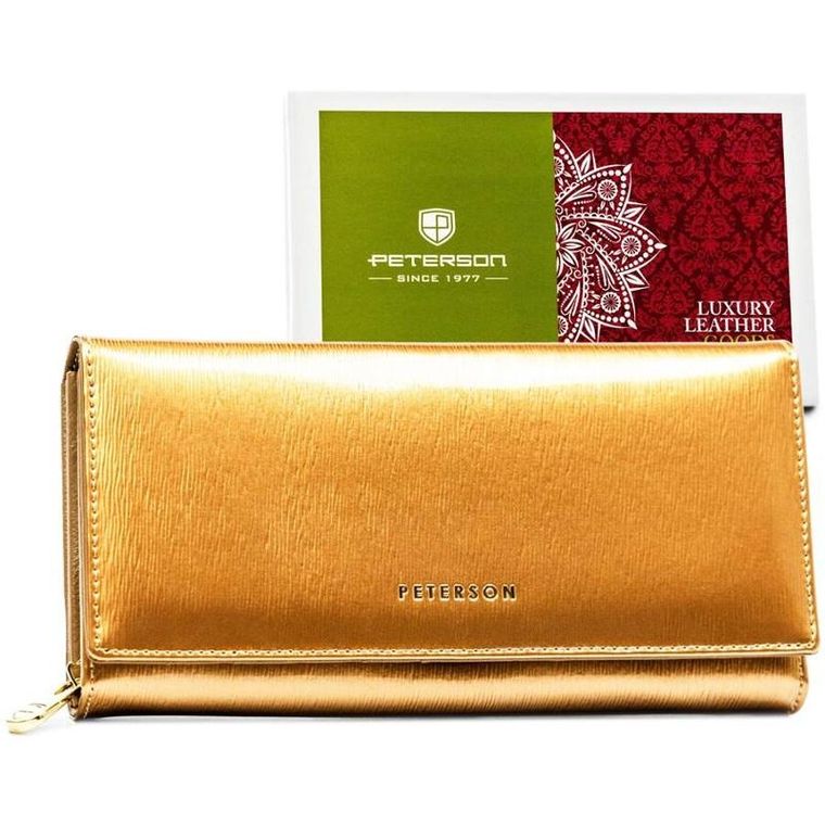 Portfel, złoty, skórzany, Peterson