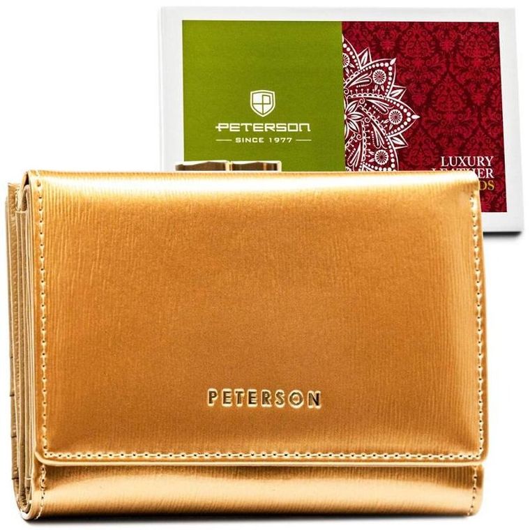 Portfel, złoty, skórzany, Peterson