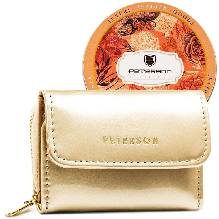 Portfel, złoty, skórzany, Peterson