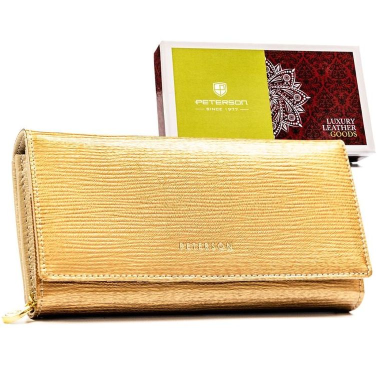 Portfel, złoty, skórzany, Peterson