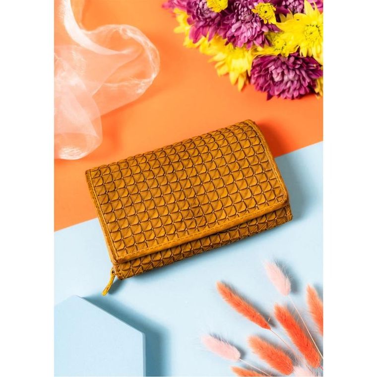 Portfel, żółty, skórzany, Rovicky