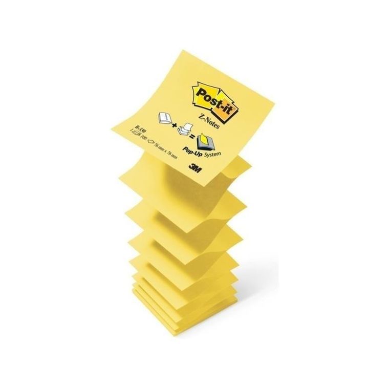Post-it, Z-Notes, karteczki samoprzylepne, kostka, żółte, 76-76 mm, 100 kartek