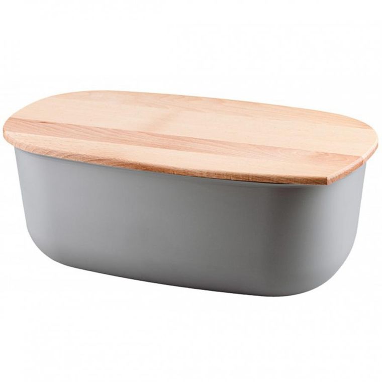 Practic, chlebak z deską bukową, szary