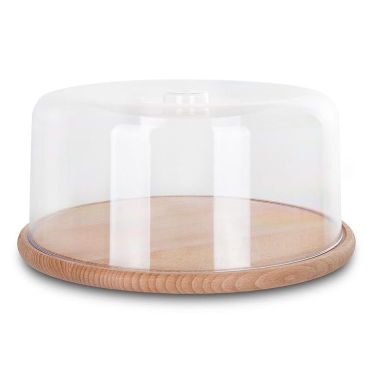 Practic, patera drewniana z kloszem, 30 cm