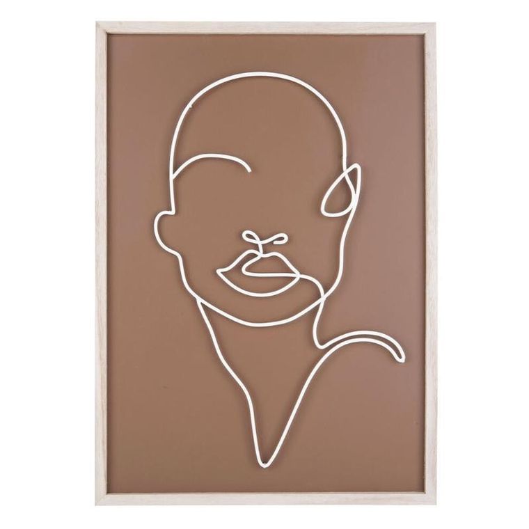 Present Time, dekoracja ścienna z metalowym motywem twarzy, art line