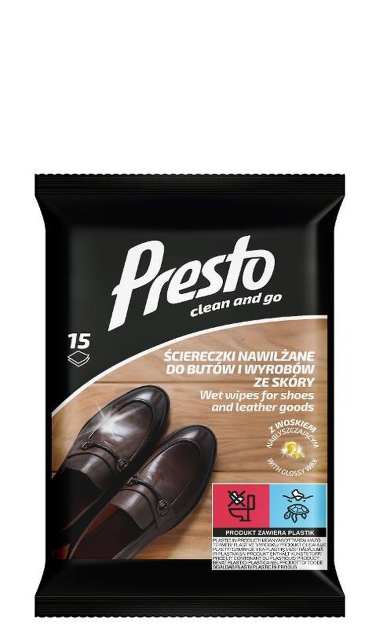 Presto, ściereczki gospodarcze do czyszczenia butów i wyrobów ze skóry, 15 szt.