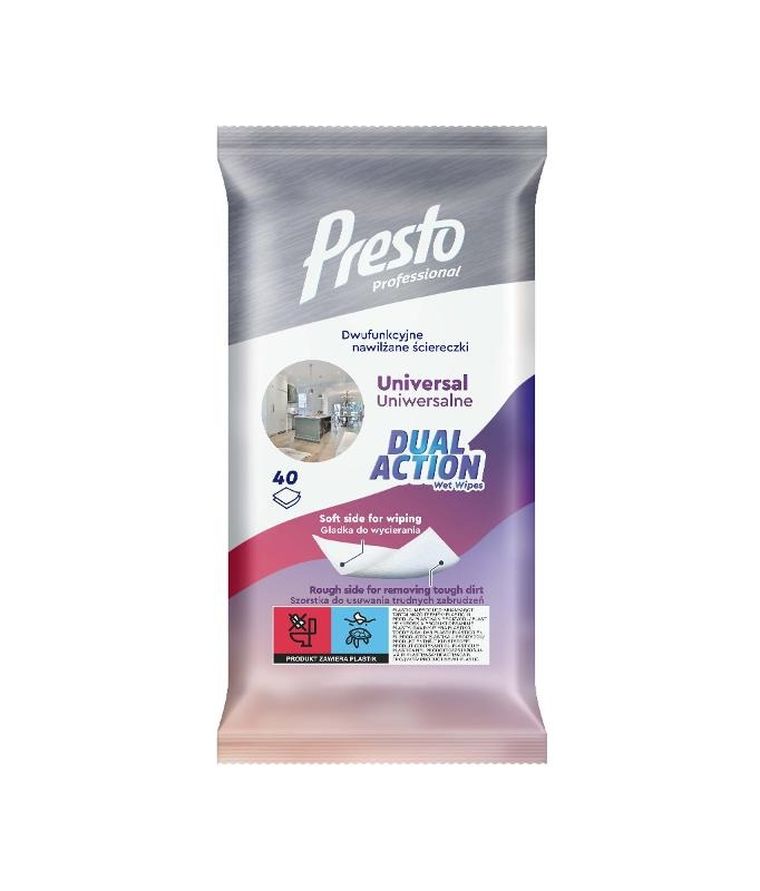 Presto, ściereczki gospodarcze uniwersalne, dual action, 40 szt.