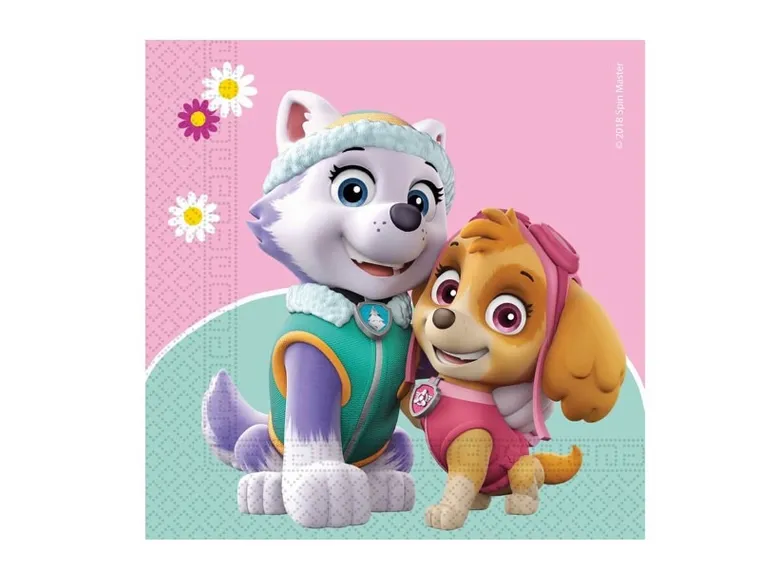 Procos, Psi Patrol, serwetki urodzinowe, Skye i Everest, 33 cm, 20 szt.