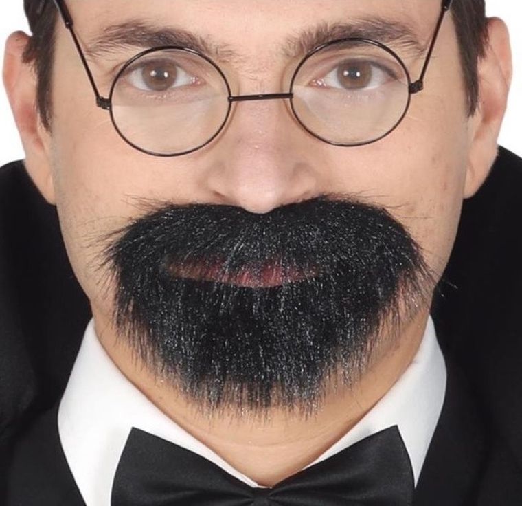 Profesor, bródka z wąsami, czarna