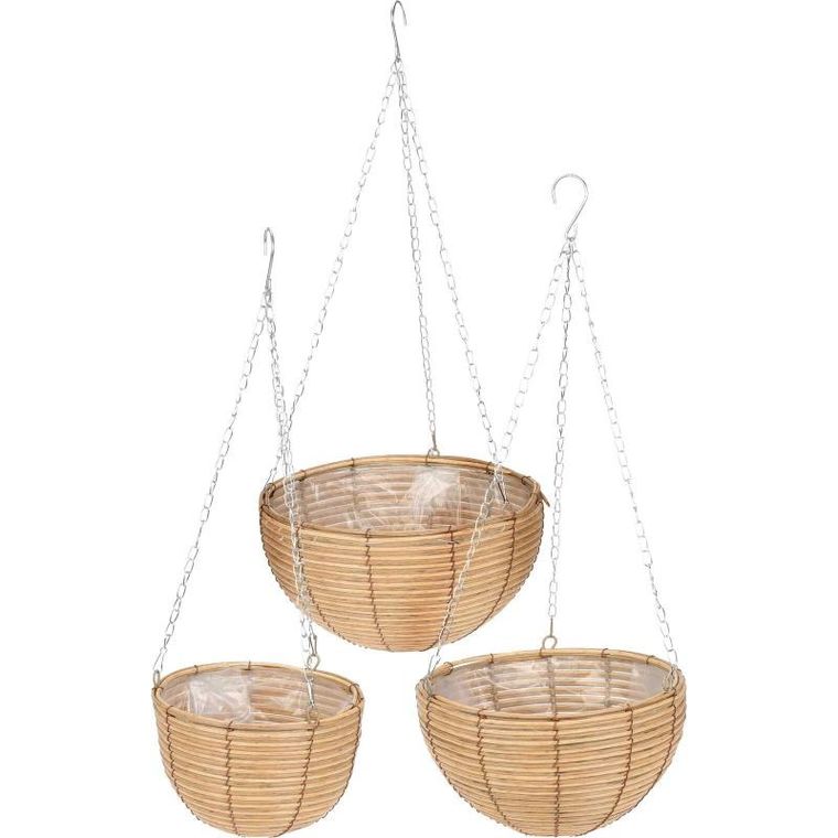 ProGarden, wiszące kwietniki z plecionki, 3 szt.