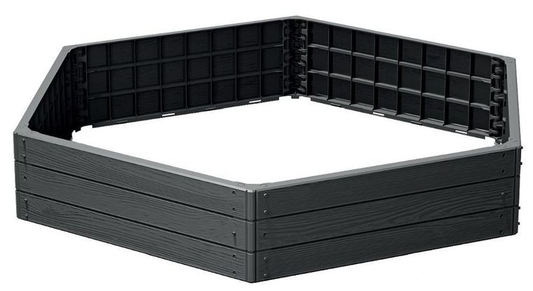 Prosperplast, Base Wood, grządka, rabatka ogrodowa, antracyt, 6 elementów