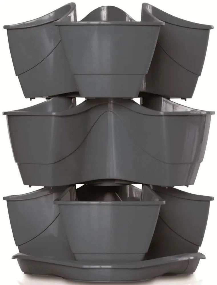 Prosperplast, doniczka kaskadowa do ziół, grafit