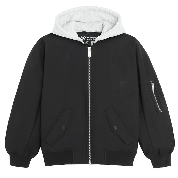 Przejściowa kurtka bomberka unisex z odpinanym kapturem NOWEAR