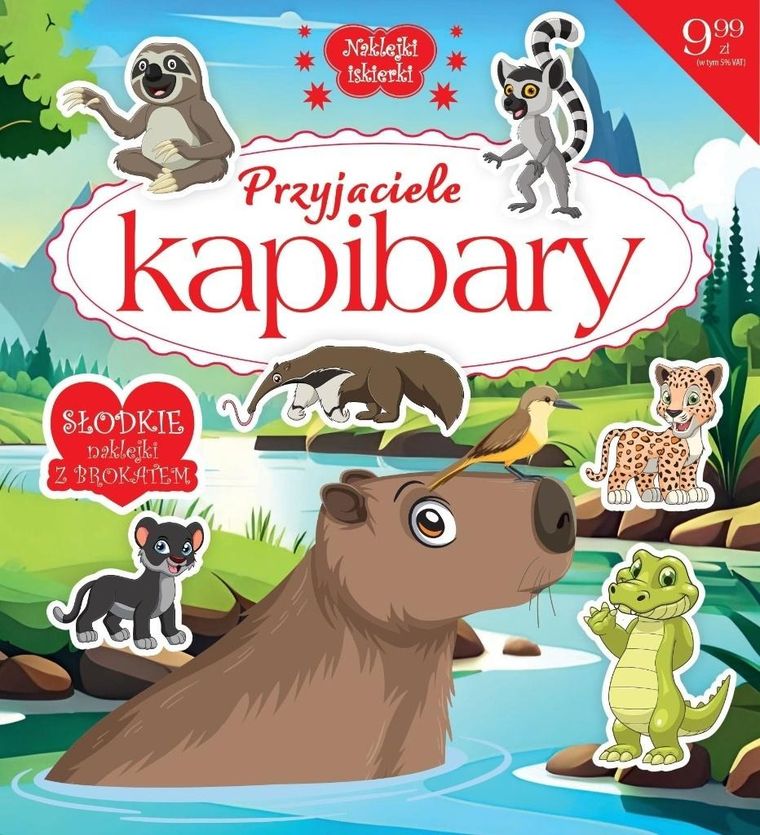 Przyjaciele kapibary. Naklejki iskierki z brokatem