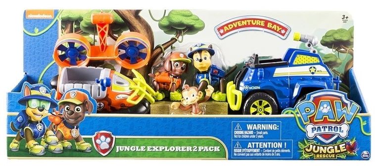 Psi Patrol Jungle, poduszkowiec Zumy i radiowóz Chase'a, zestaw figurkami