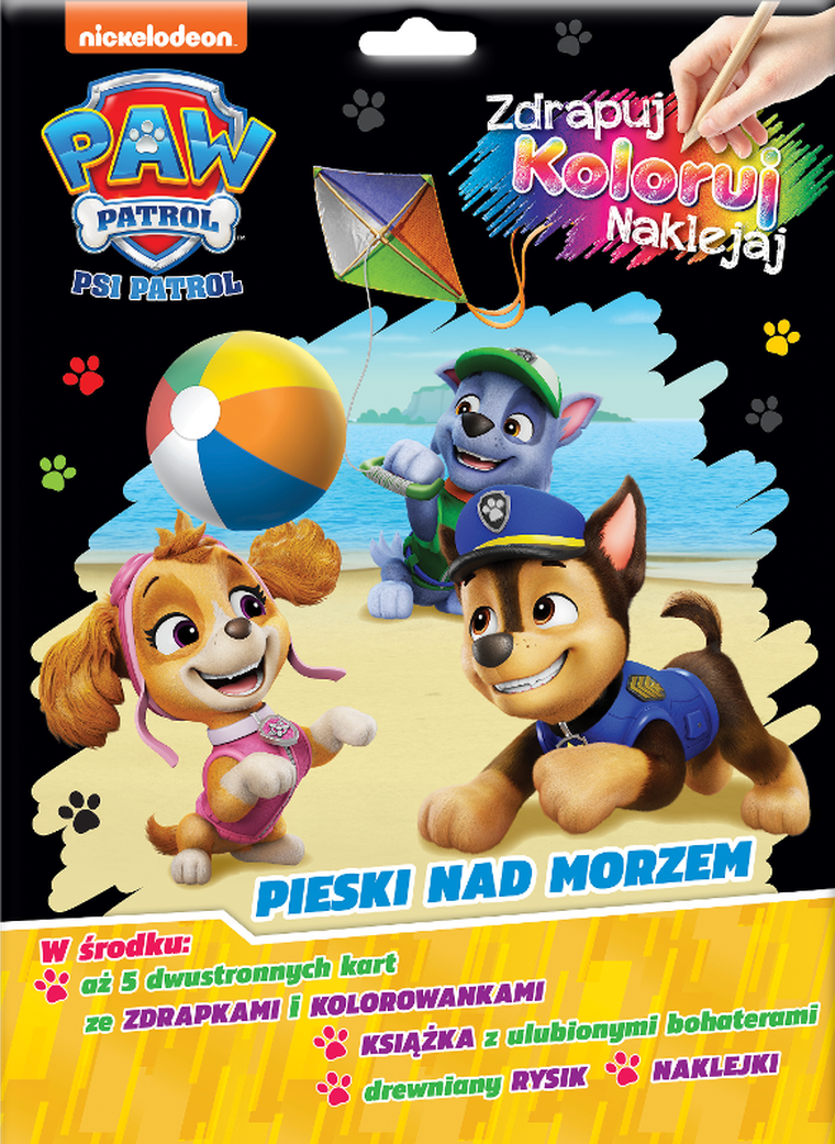 Psi Patrol. Pieski nad morzem. Zdrapuj, koloruj, naklejaj