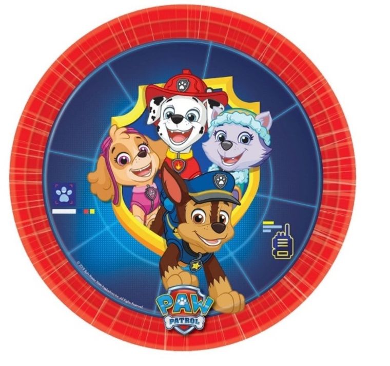 Psi Patrol, talerzyki urodzinowe, 18 cm, 8 szt.