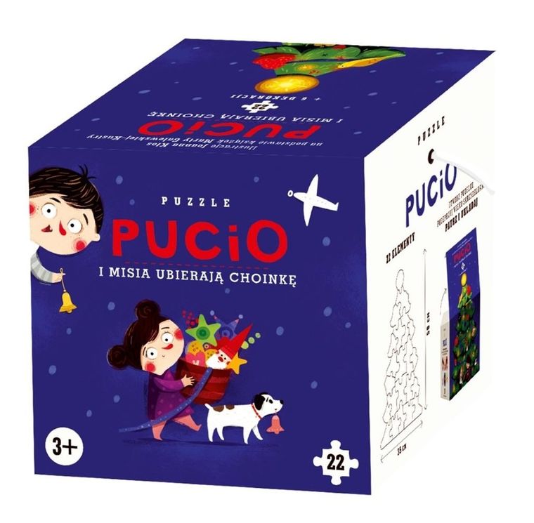 Pucio i Misia ubierają choinkę. Puzzle, 22 elementy