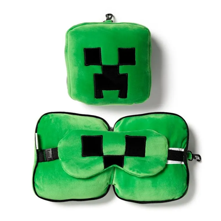 Puckator, Minecraft, poduszka podróżna z maską na oczy, Creeper