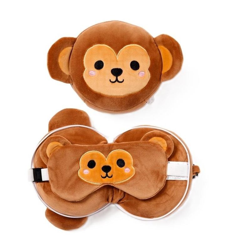 Puckator, poduszka podróżna i maska na oczy, małpka