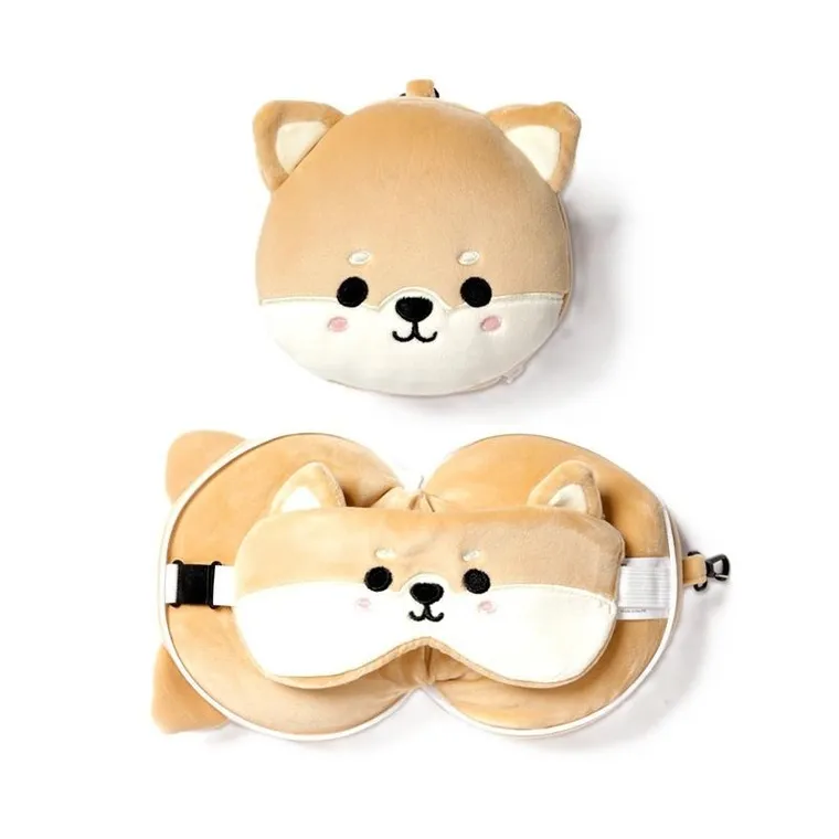 Puckator, poduszka podróżna i maska na oczy, pies Shiba