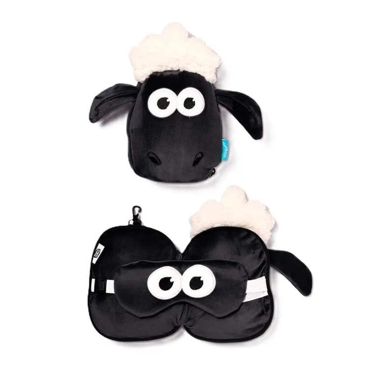 Puckator, poduszka podróżna i maska na oczy, Shaun owca