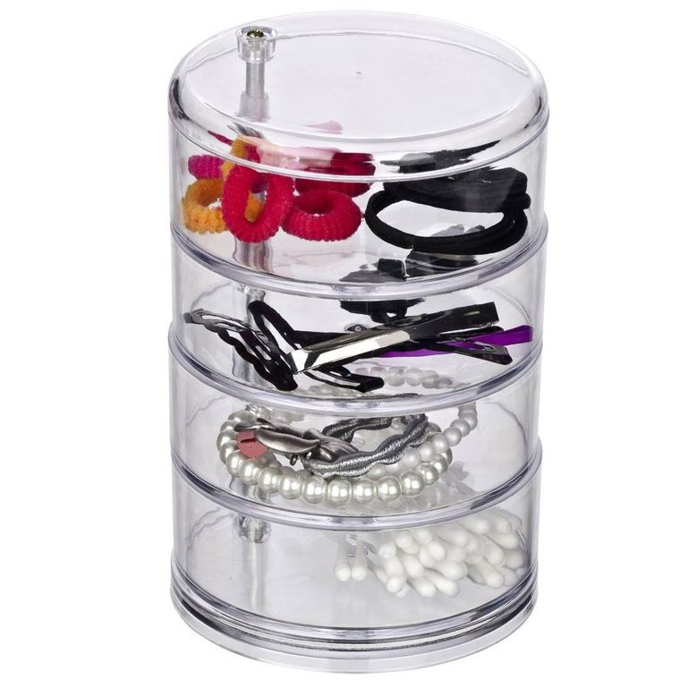 Pudełko, pojemnik na kosmetyki, biżuterię, drobiazgi, 4 poziomy